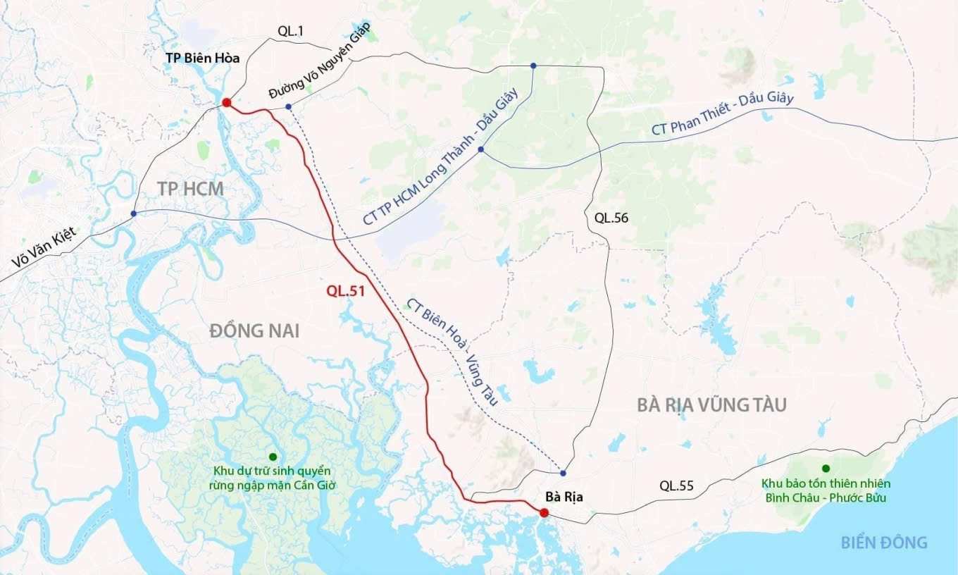 NGHIÊN CỨU NÂNG CẤP QUỐC LỘ 51 THÀNH CAO TỐC ĐÔ THỊ